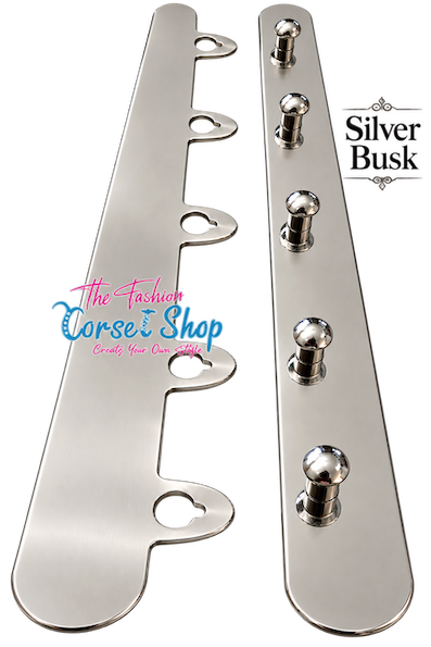 Silver Antique busk zip clasp