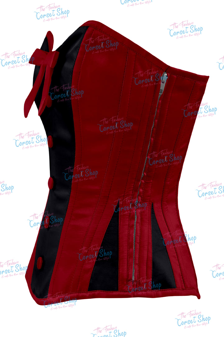 Sheryl Satin Steel Boned Overbust Corset With Bow