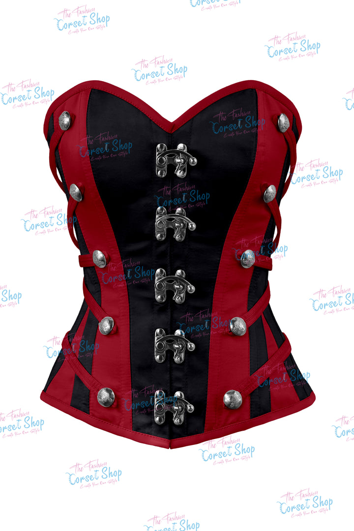 Maggie Satin Overbust Corset With Buckles