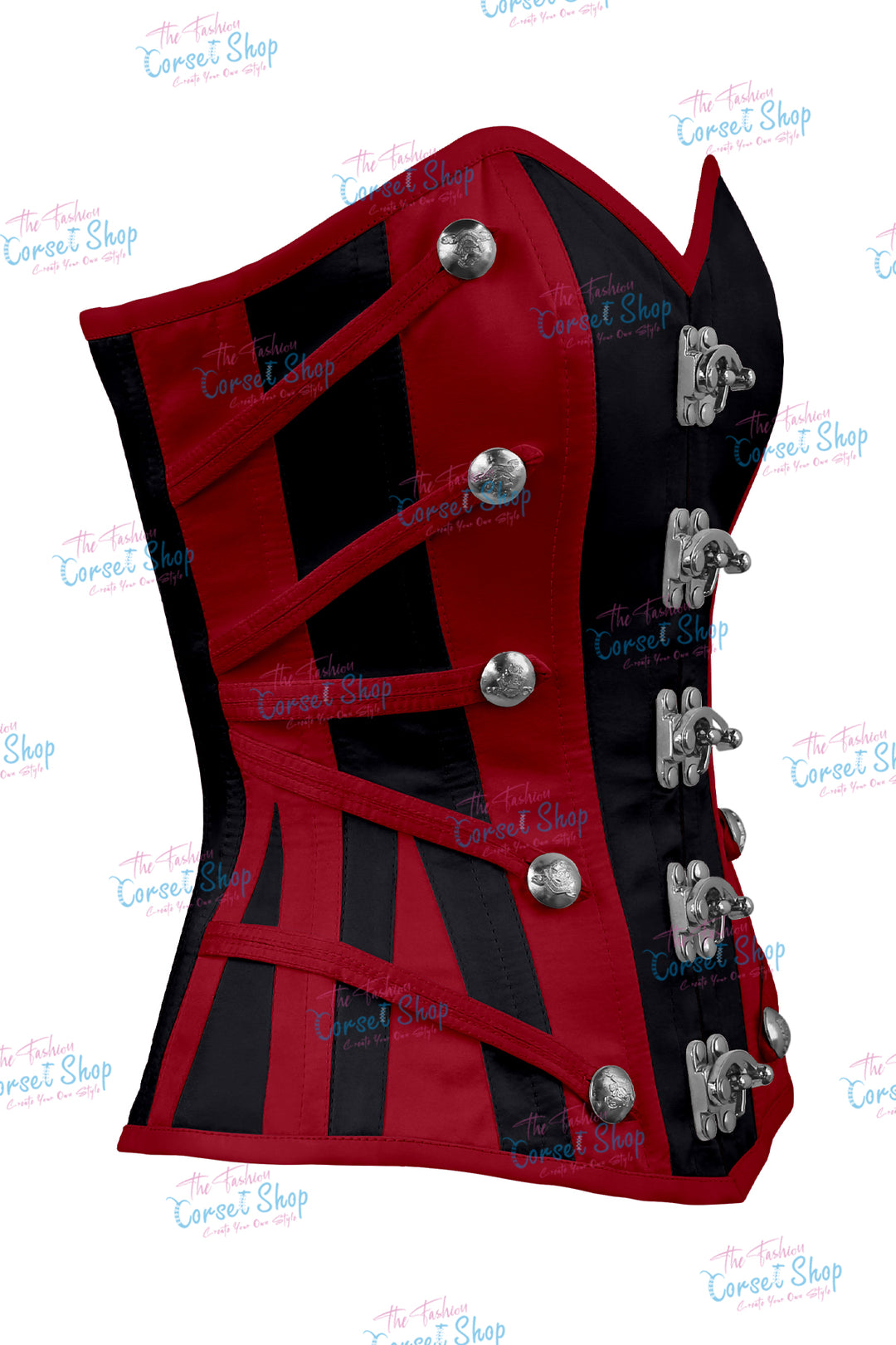 Maggie Satin Overbust Corset With Buckles