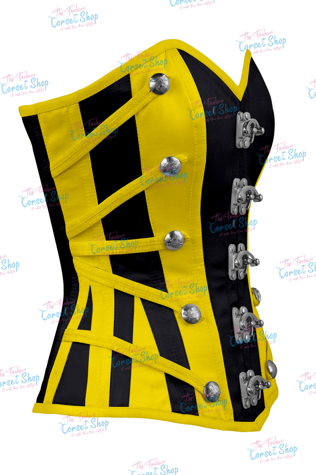 Maggie Satin Overbust Corset With Buckles