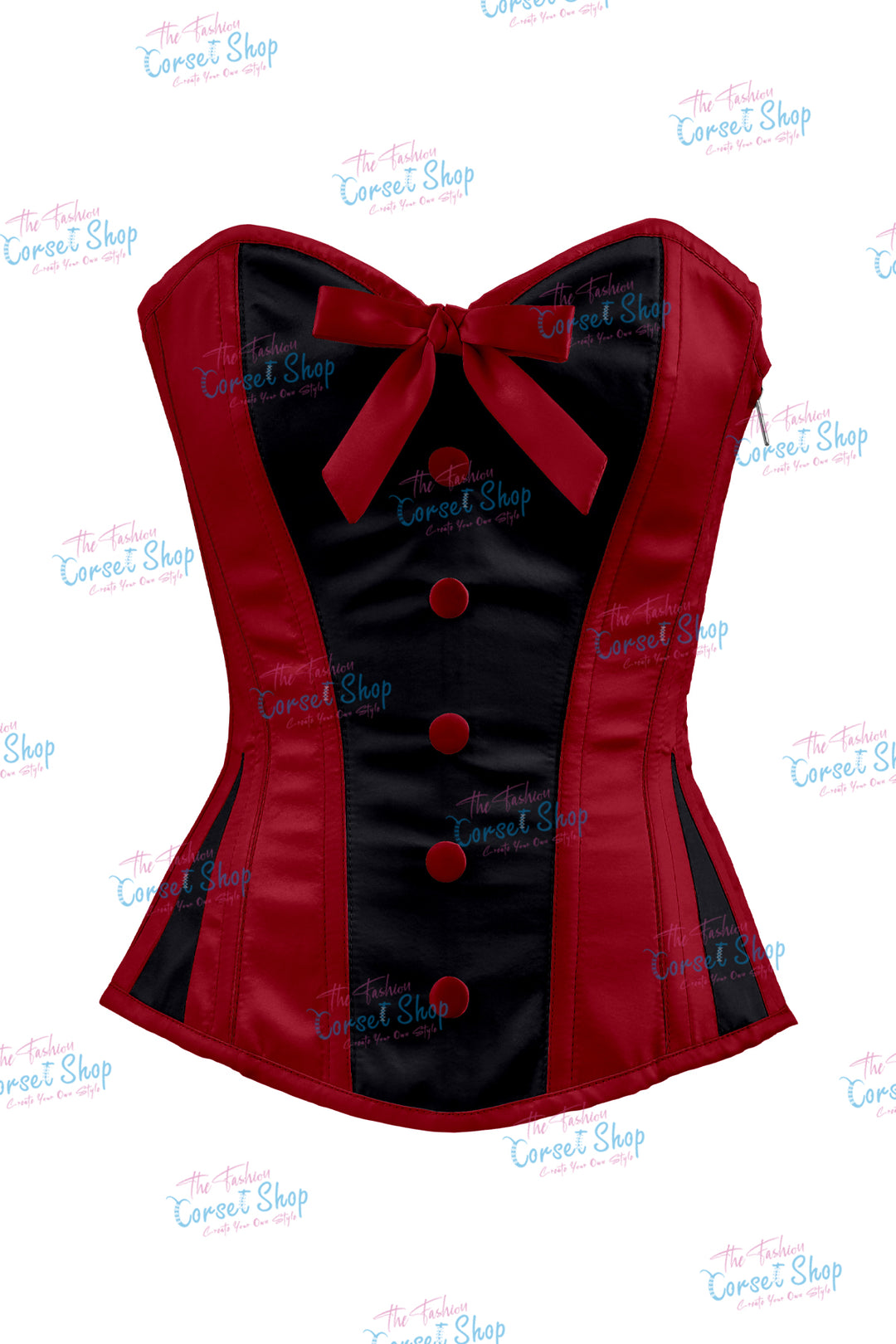 Sheryl Satin Steel Boned Overbust Corset With Bow