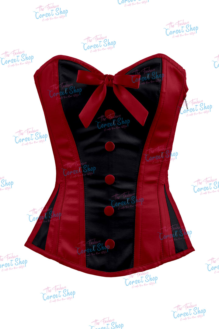 Sheryl Satin Steel Boned Overbust Corset With Bow