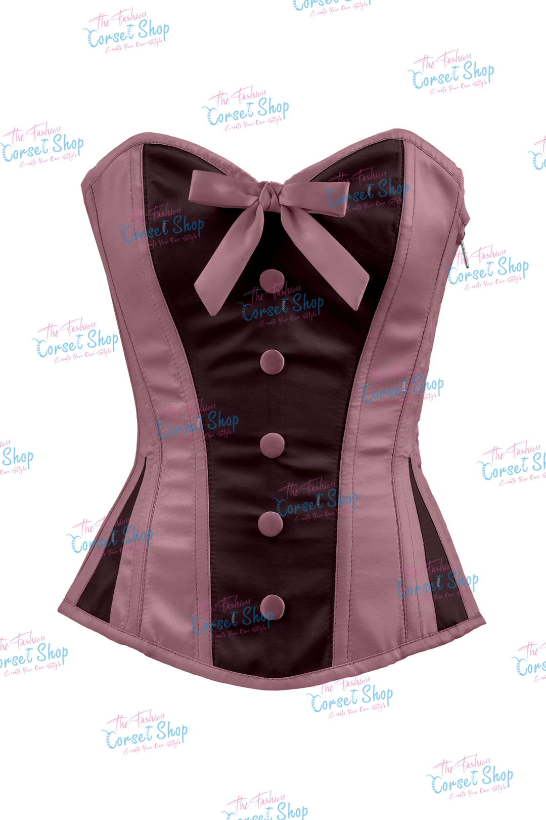 Sheryl Satin Steel Boned Overbust Corset With Bow