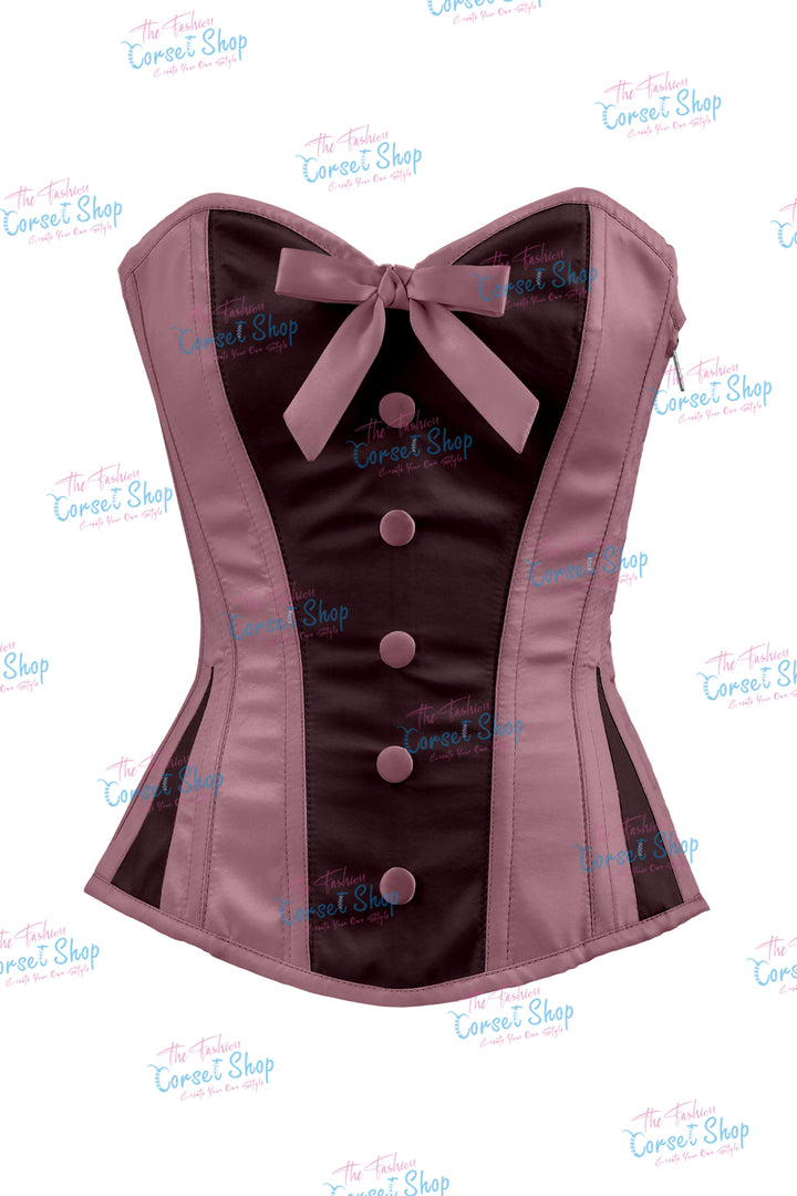 Sheryl Satin Steel Boned Overbust Corset With Bow