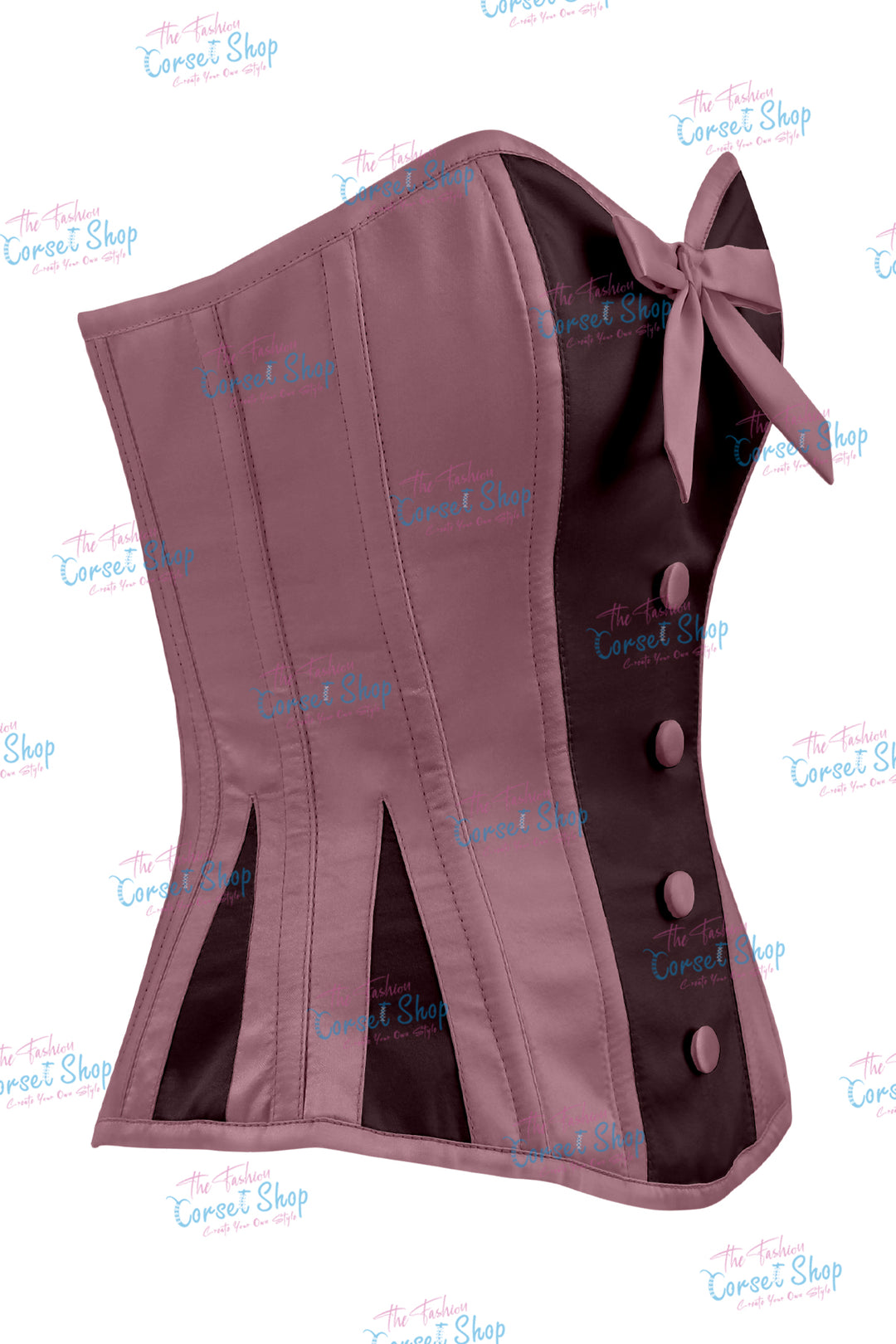 Sheryl Satin Steel Boned Overbust Corset With Bow