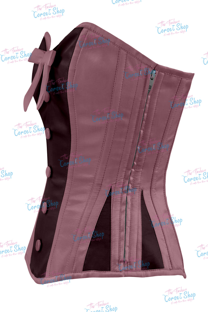 Sheryl Satin Steel Boned Overbust Corset With Bow