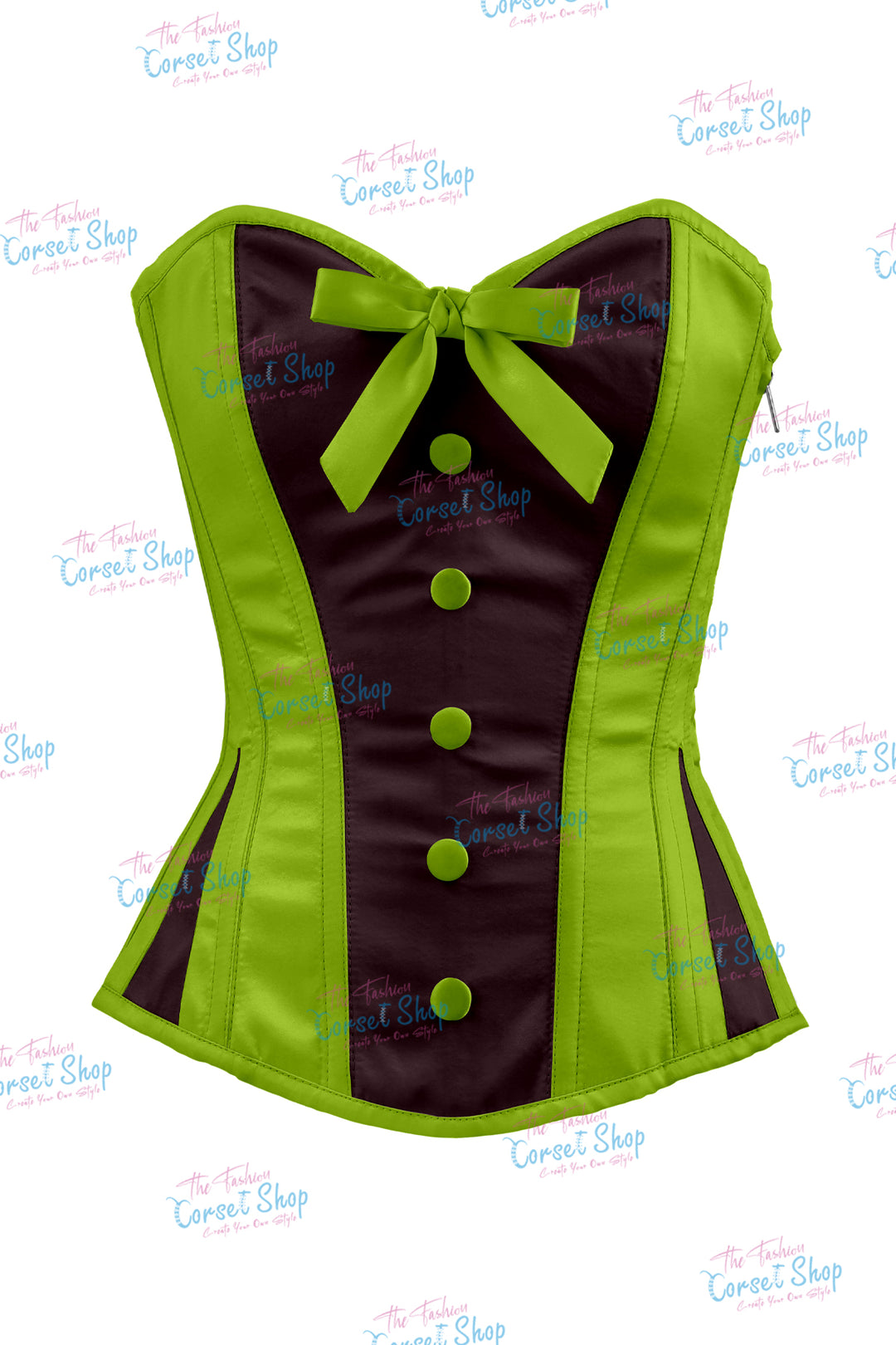 Sheryl Satin Steel Boned Overbust Corset With Bow