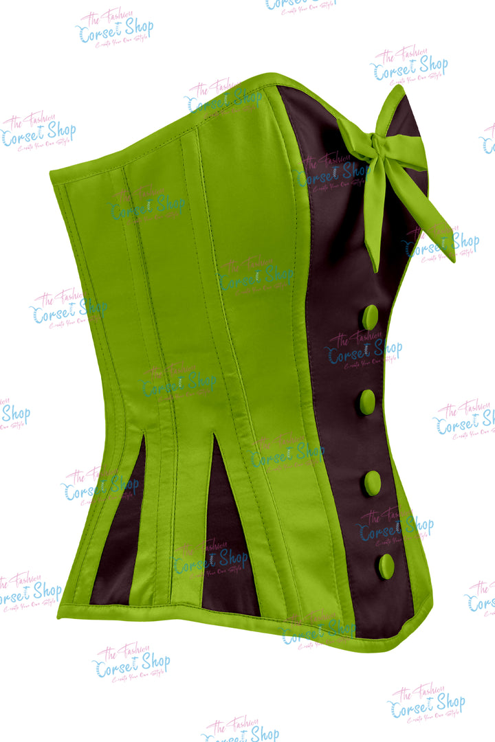Sheryl Satin Steel Boned Overbust Corset With Bow