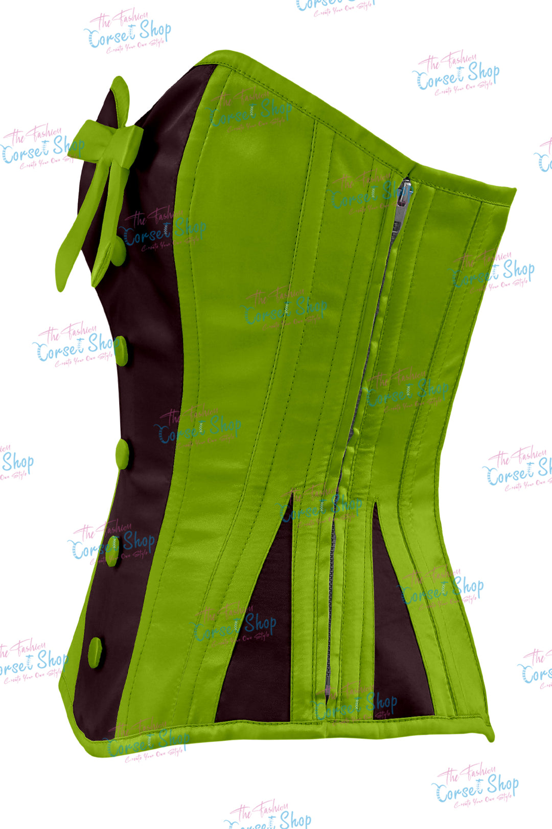 Sheryl Satin Steel Boned Overbust Corset With Bow