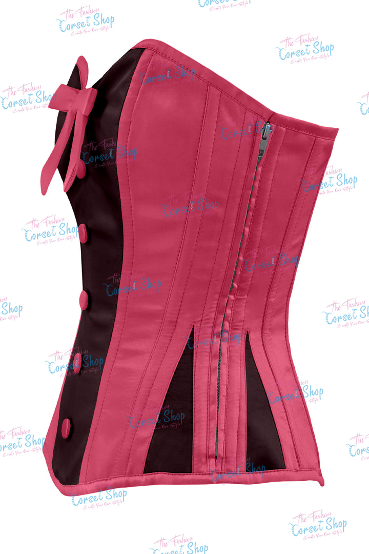 Sheryl Satin Steel Boned Overbust Corset With Bow