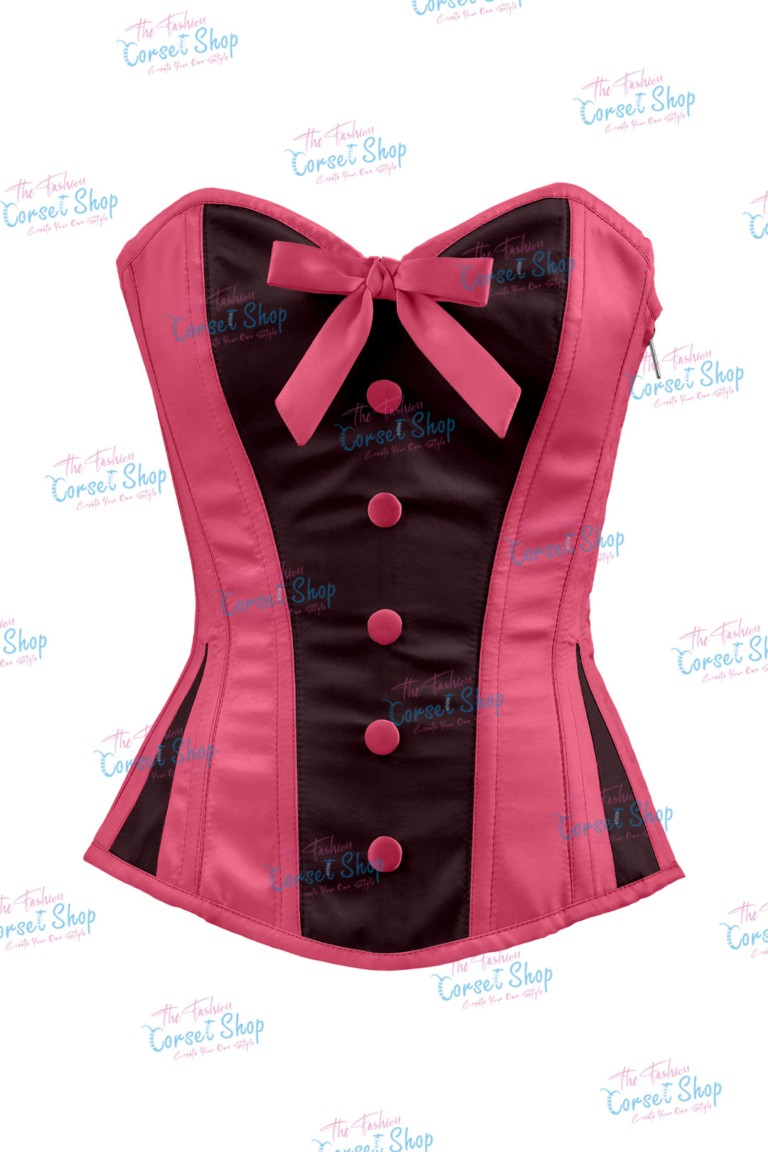 Sheryl Satin Steel Boned Overbust Corset With Bow