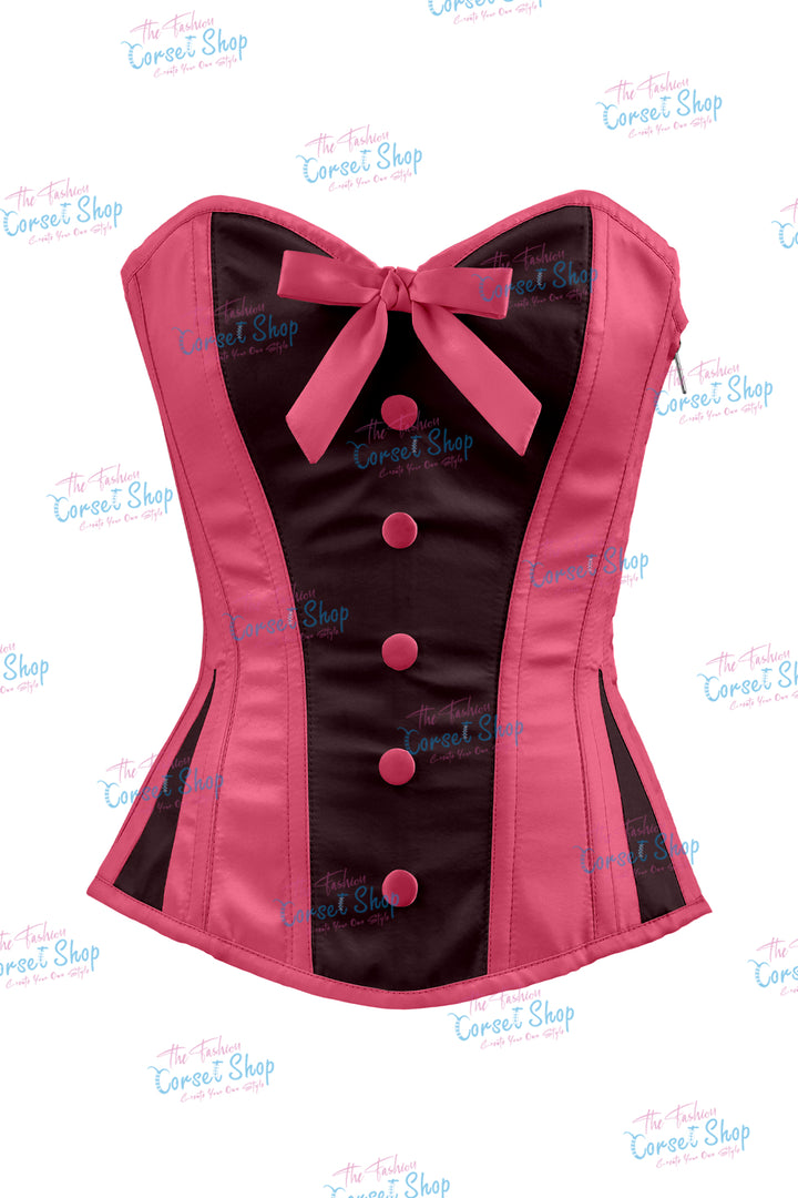 Sheryl Satin Steel Boned Overbust Corset With Bow