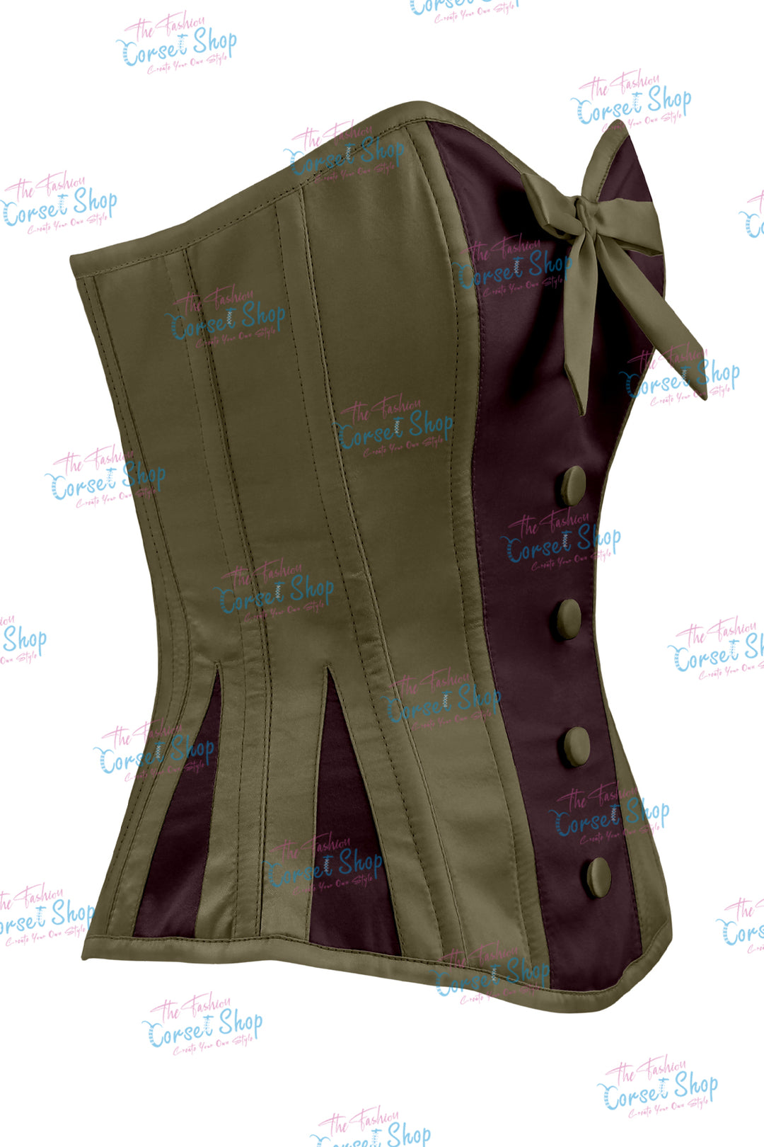 Sheryl Satin Steel Boned Overbust Corset With Bow