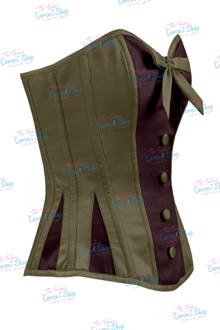 Sheryl Satin Steel Boned Overbust Corset With Bow