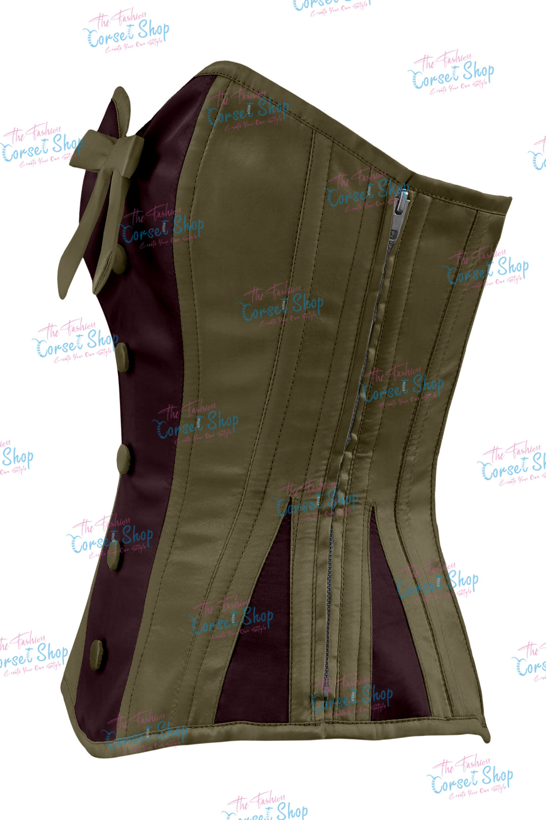 Sheryl Satin Steel Boned Overbust Corset With Bow