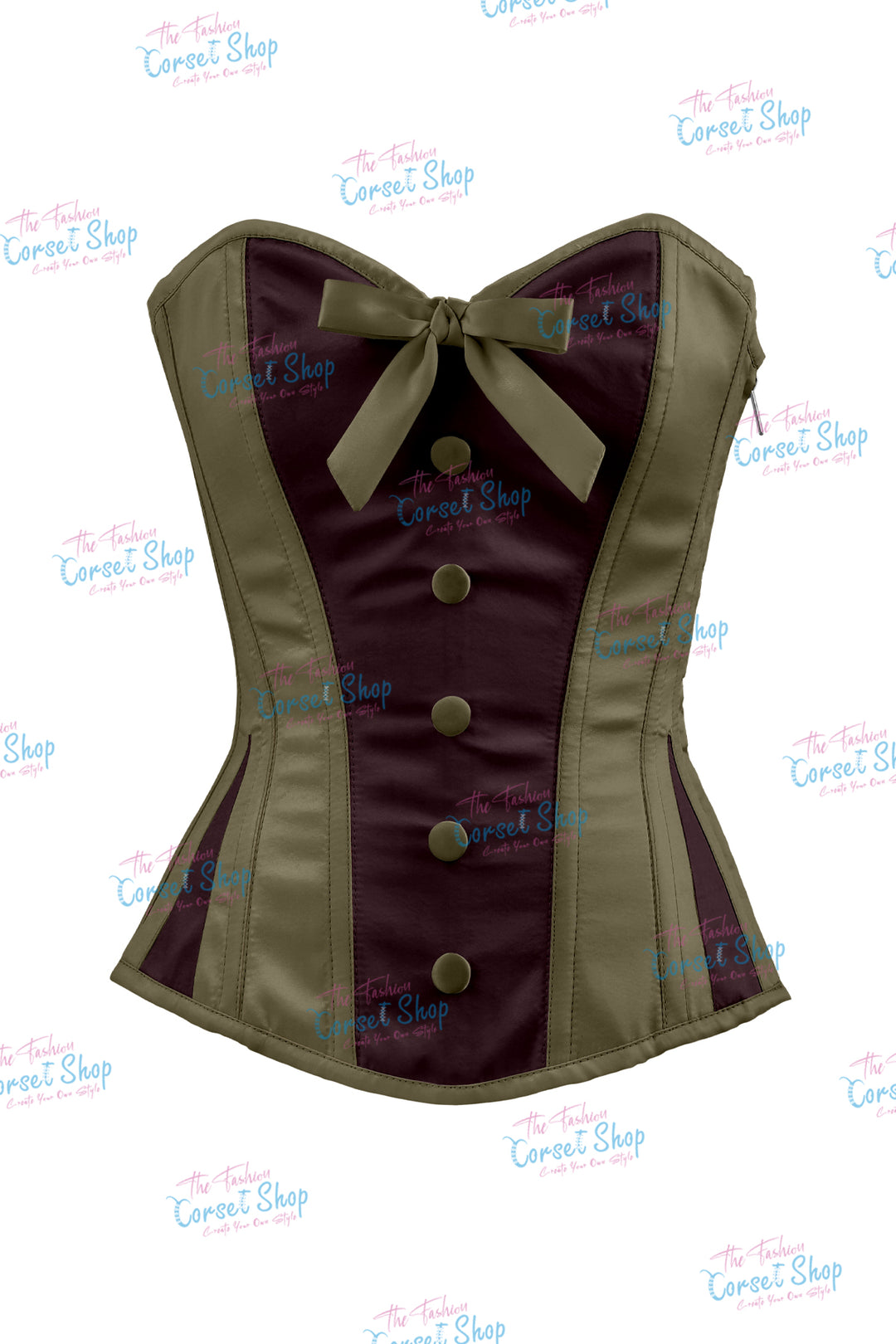 Sheryl Satin Steel Boned Overbust Corset With Bow