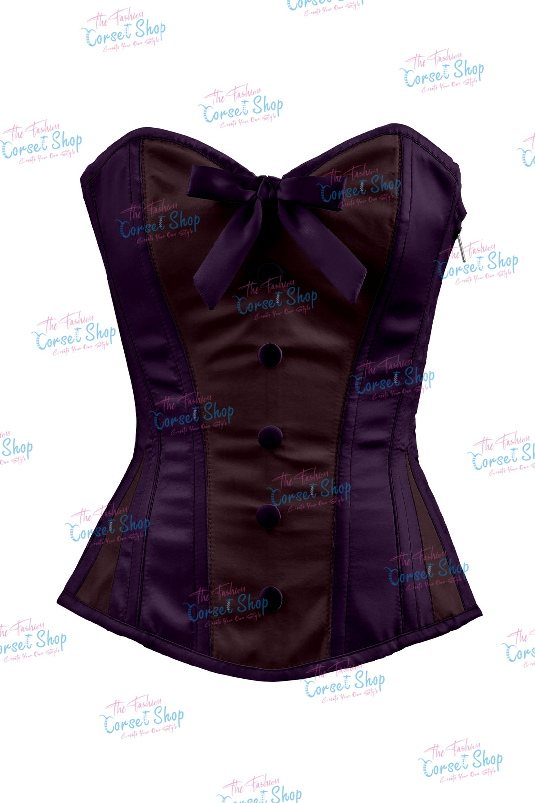 Sheryl Satin Steel Boned Overbust Corset With Bow
