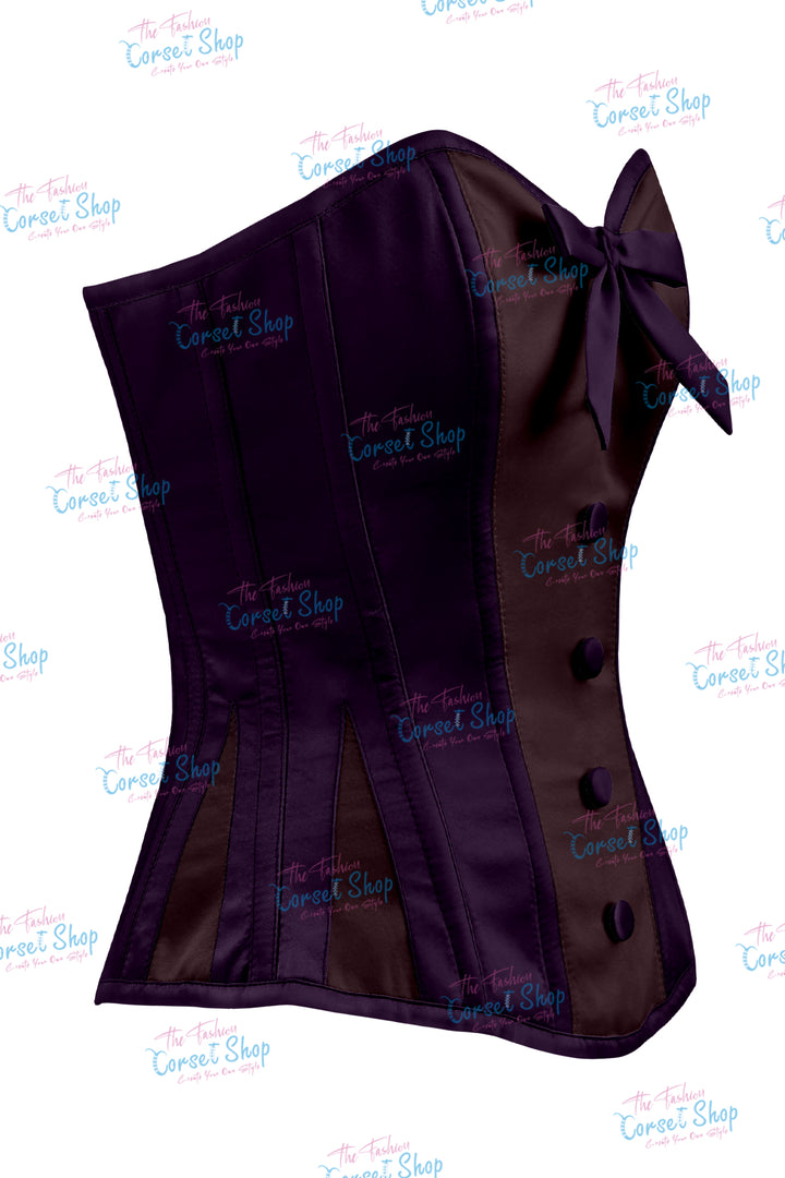 Sheryl Satin Steel Boned Overbust Corset With Bow