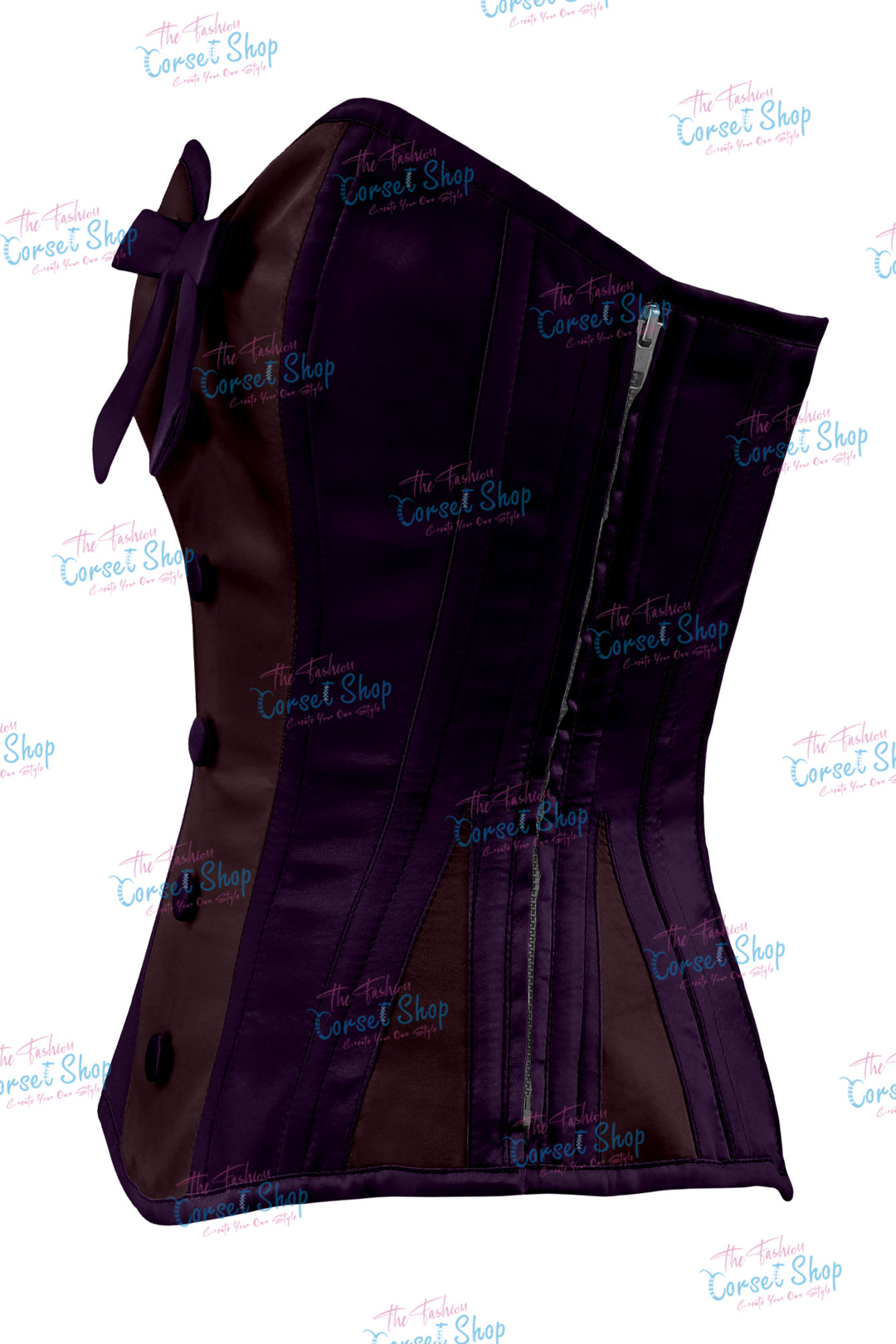 Sheryl Satin Steel Boned Overbust Corset With Bow