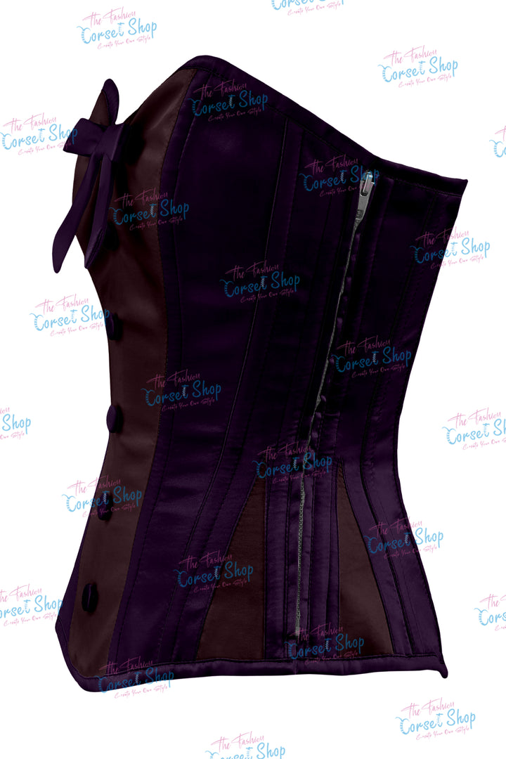 Sheryl Satin Steel Boned Overbust Corset With Bow
