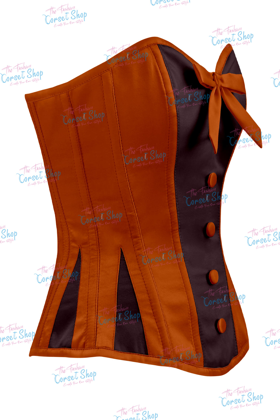 Elise Satin Steel Boned Overbust Corset With Bow
