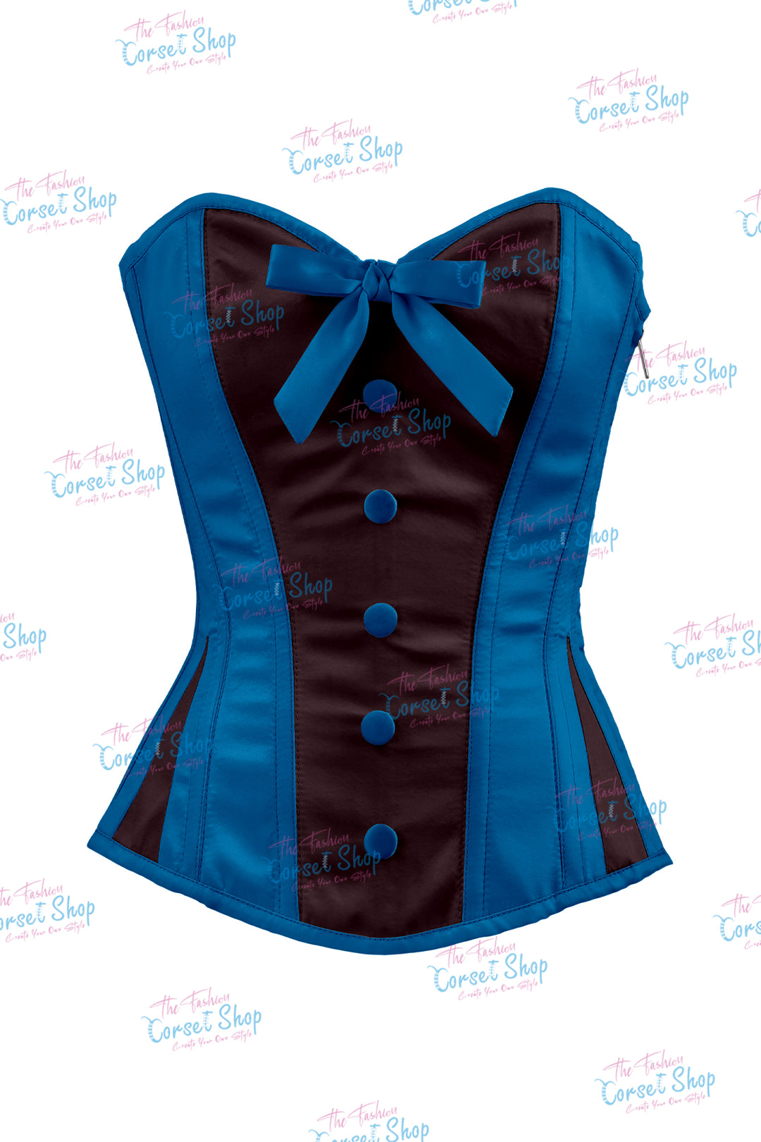 Sheryl Satin Steel Boned Overbust Corset With Bow