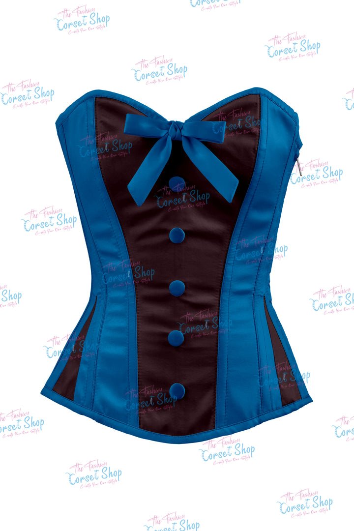 Sheryl Satin Steel Boned Overbust Corset With Bow