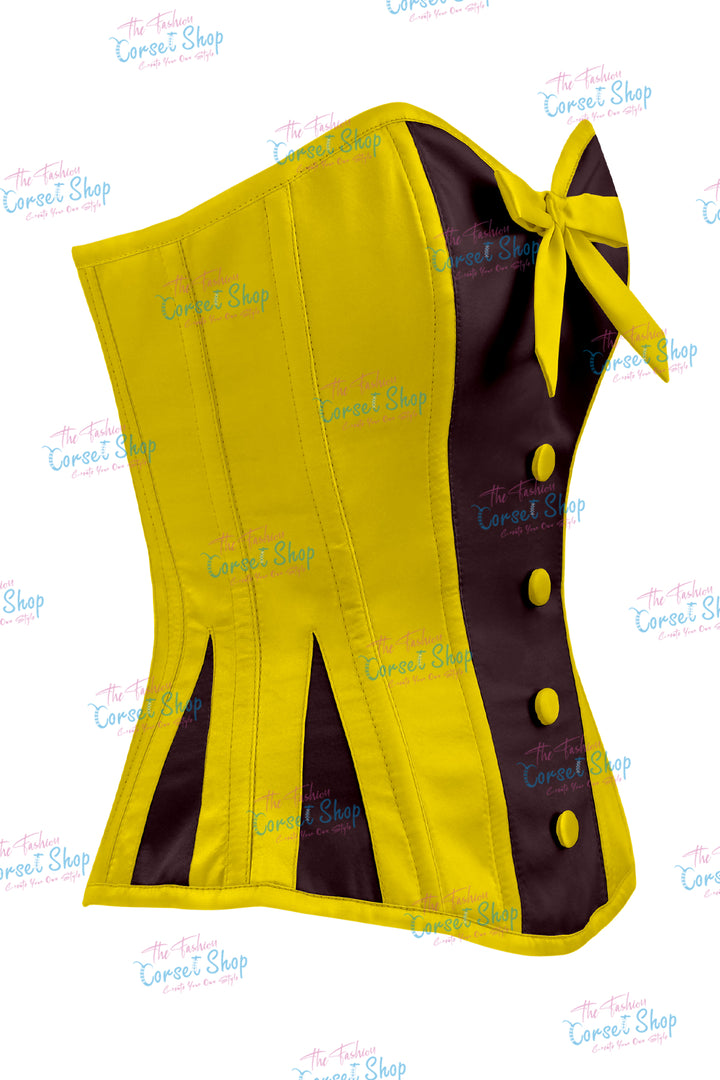 Elise Satin Steel Boned Overbust Corset With Bow