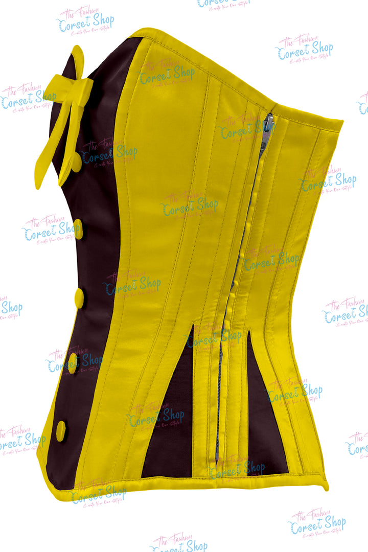 Elise Satin Steel Boned Overbust Corset With Bow