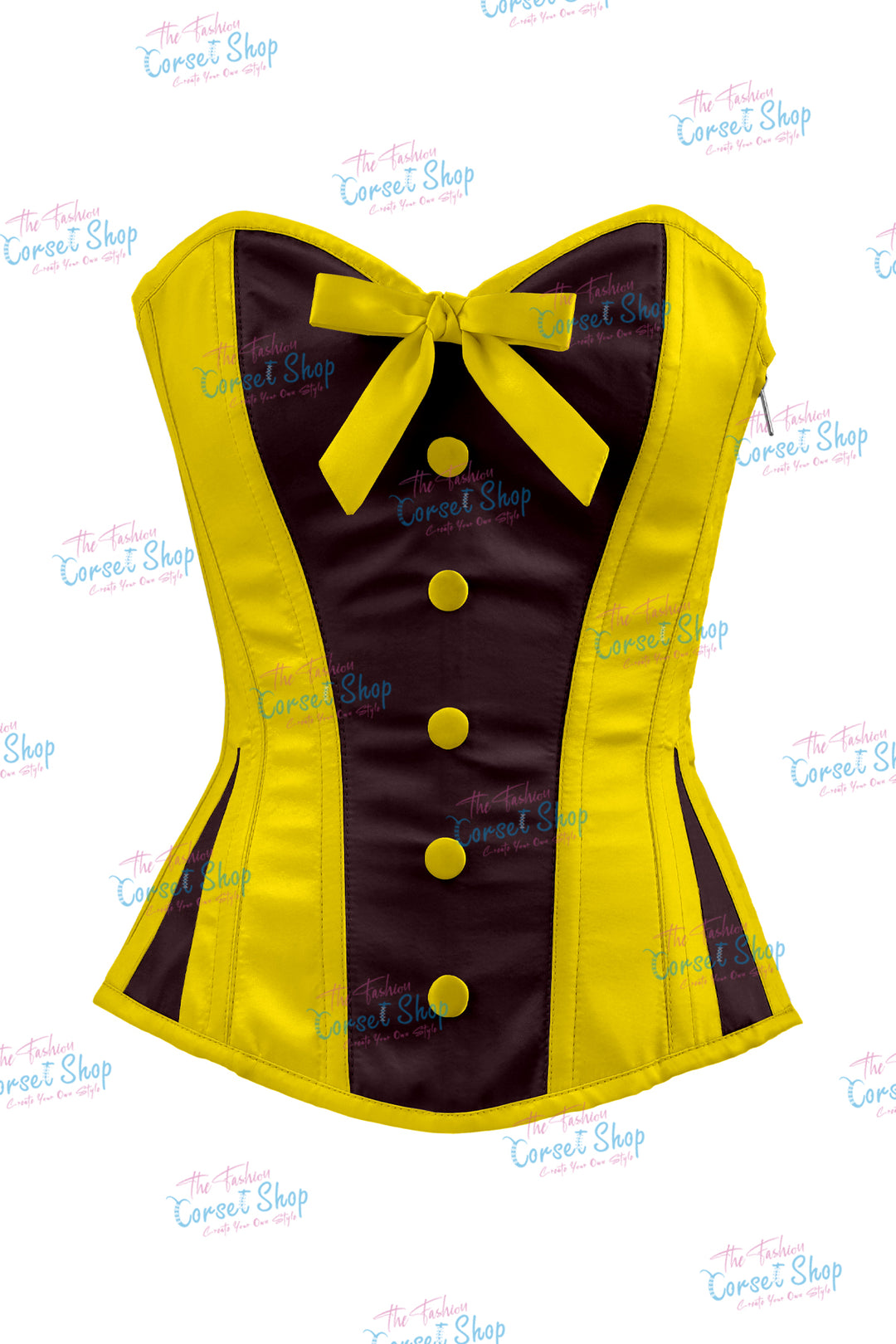 Elise Satin Steel Boned Overbust Corset With Bow
