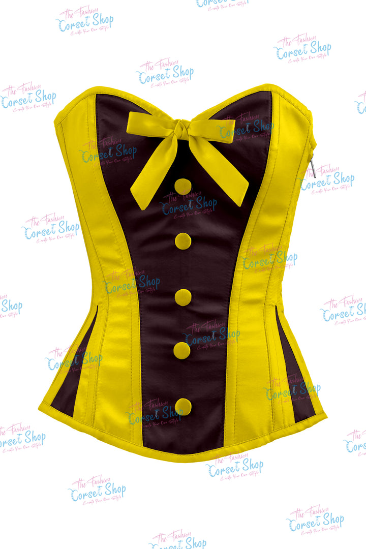 Elise Satin Steel Boned Overbust Corset With Bow