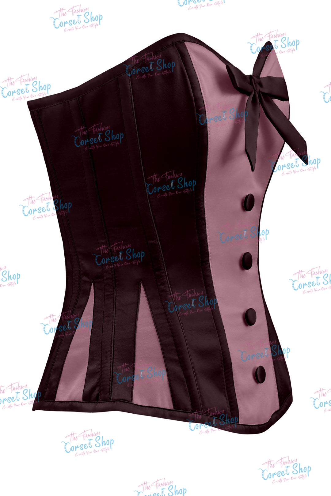 Sheryl Satin Steel Boned Overbust Corset With Bow