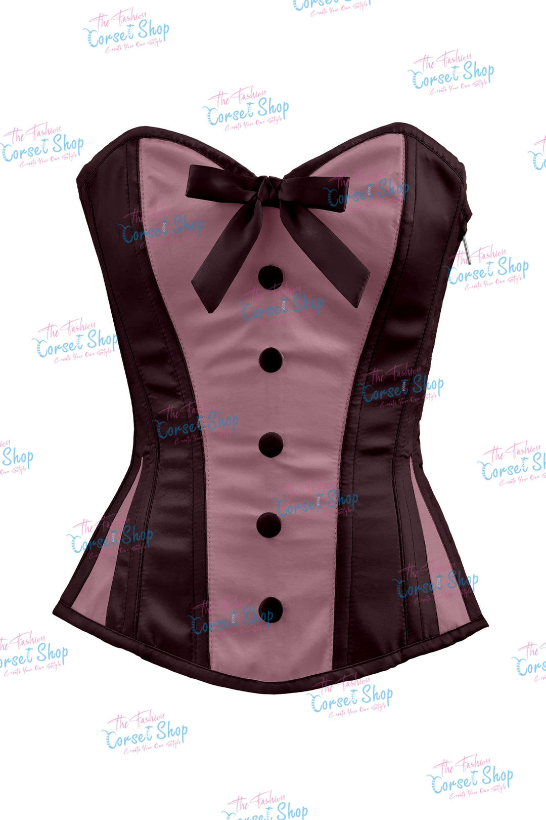 Sheryl Satin Steel Boned Overbust Corset With Bow
