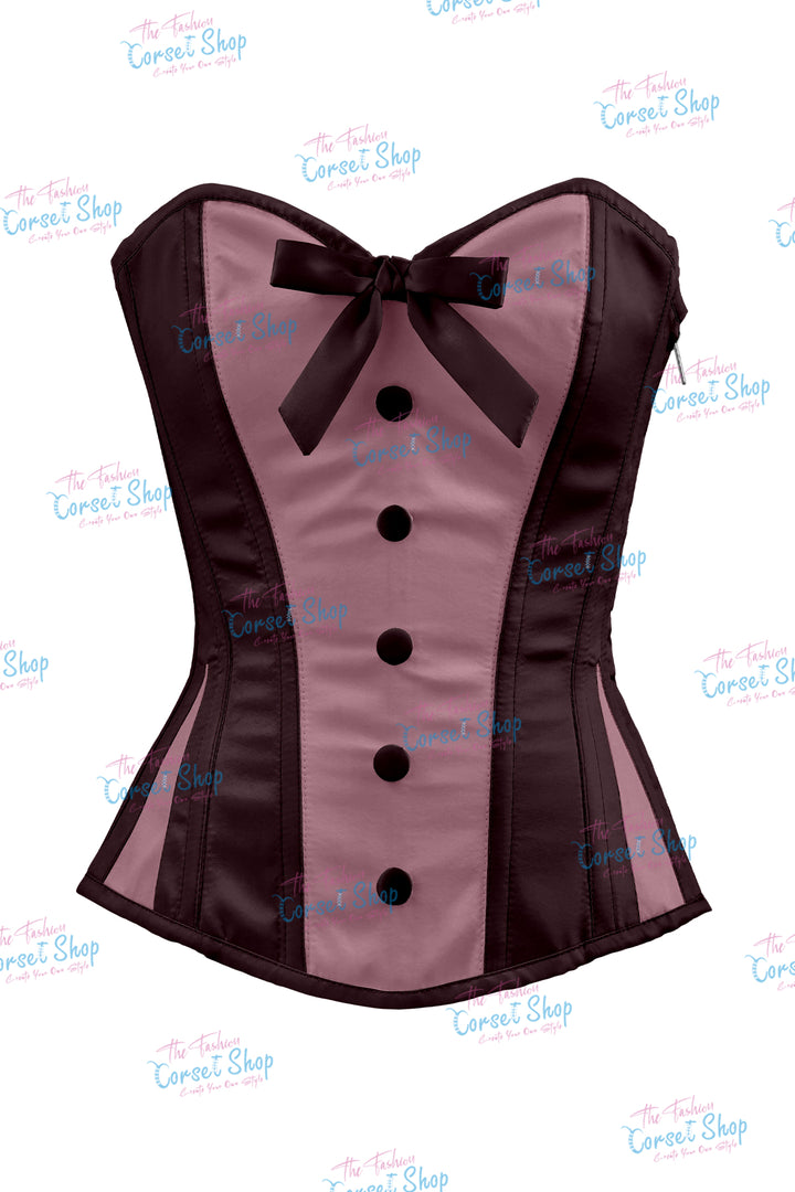 Sheryl Satin Steel Boned Overbust Corset With Bow