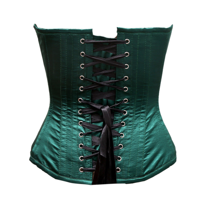 Abidal Green Satin Steel Boned Couture Corset