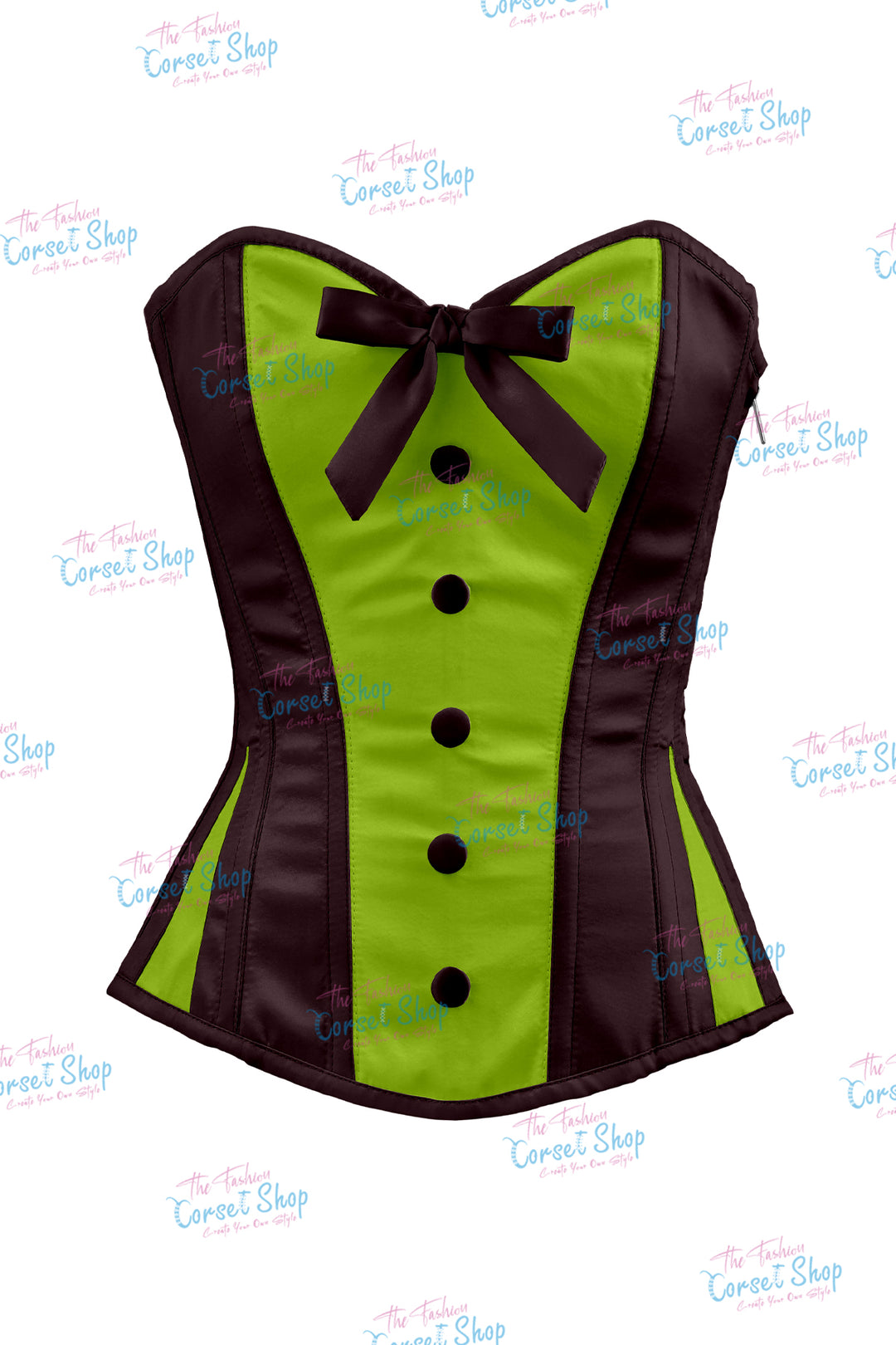 Sheryl Satin Steel Boned Overbust Corset With Bow