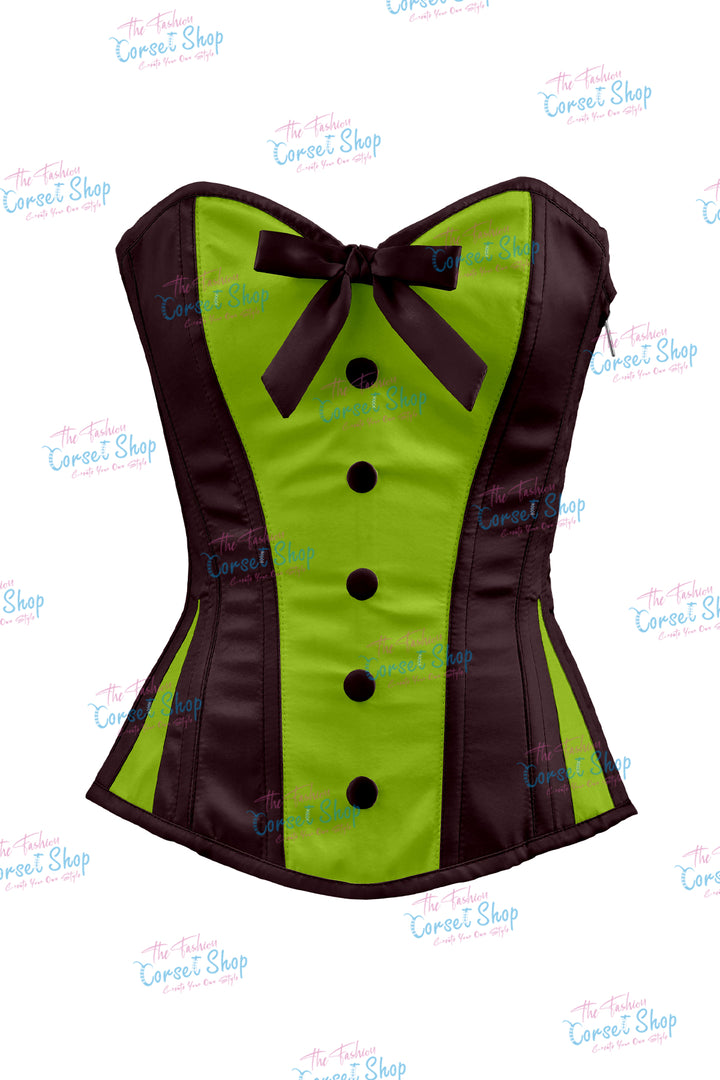 Sheryl Satin Steel Boned Overbust Corset With Bow