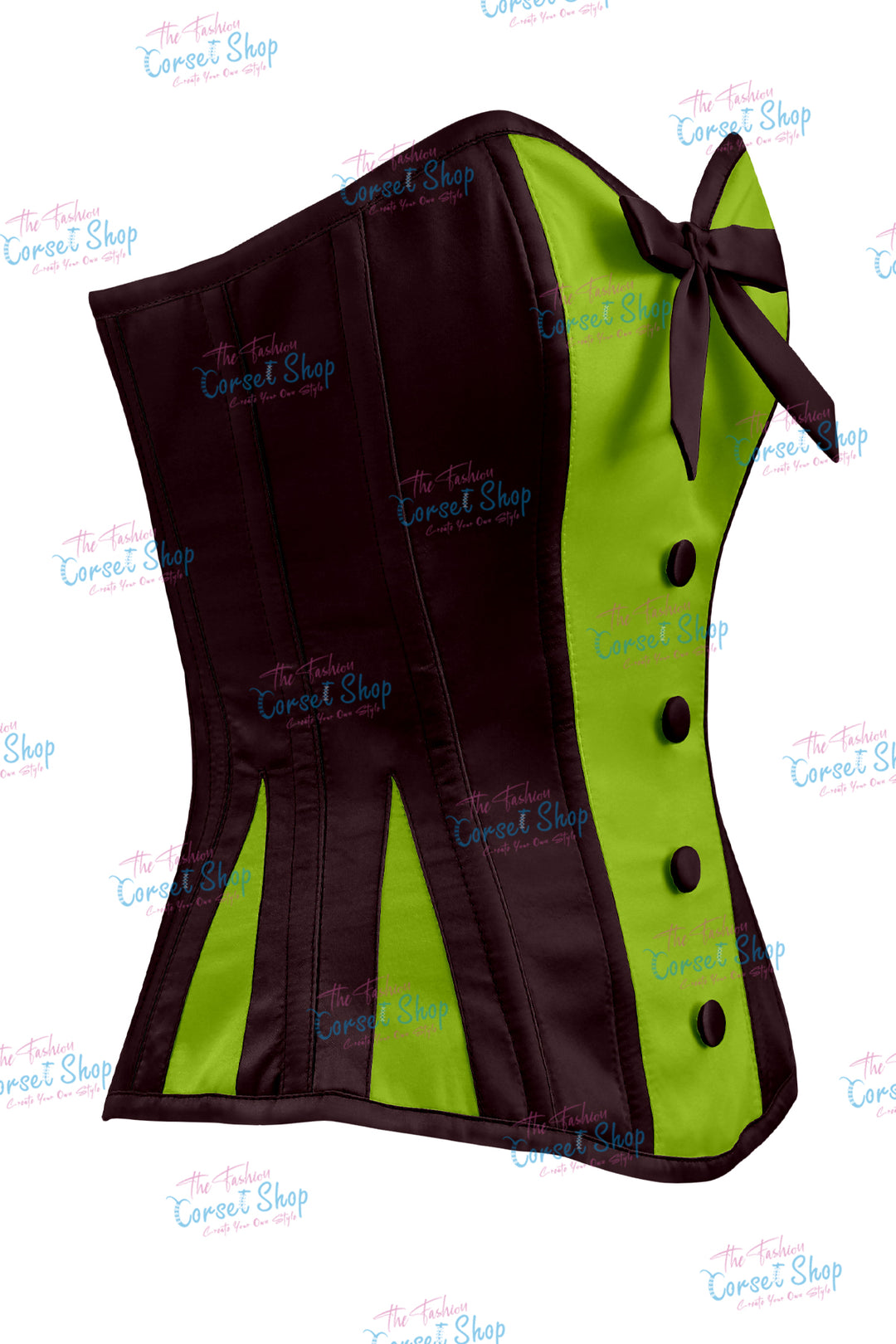 Sheryl Satin Steel Boned Overbust Corset With Bow