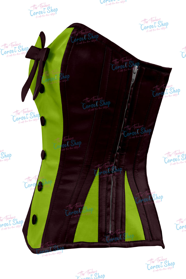 Sheryl Satin Steel Boned Overbust Corset With Bow