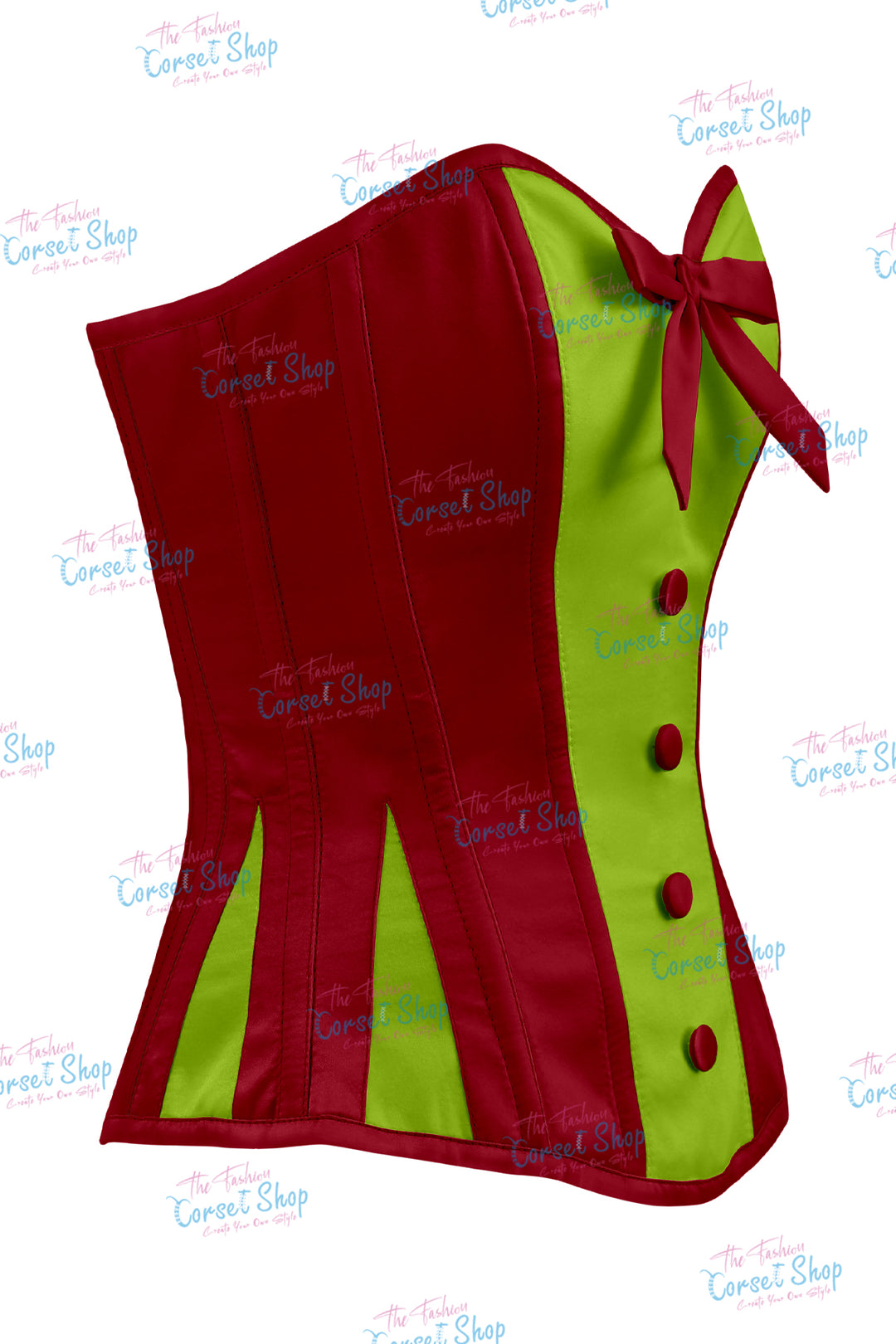 Sheryl Satin Steel Boned Overbust Corset With Bow