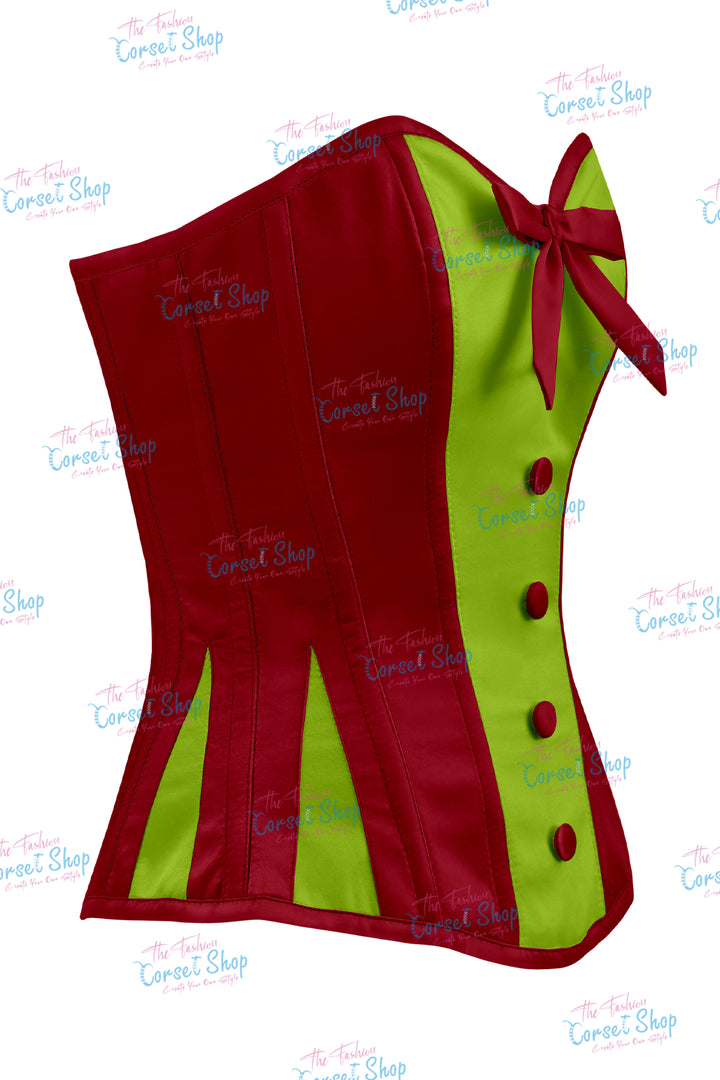 Sheryl Satin Steel Boned Overbust Corset With Bow