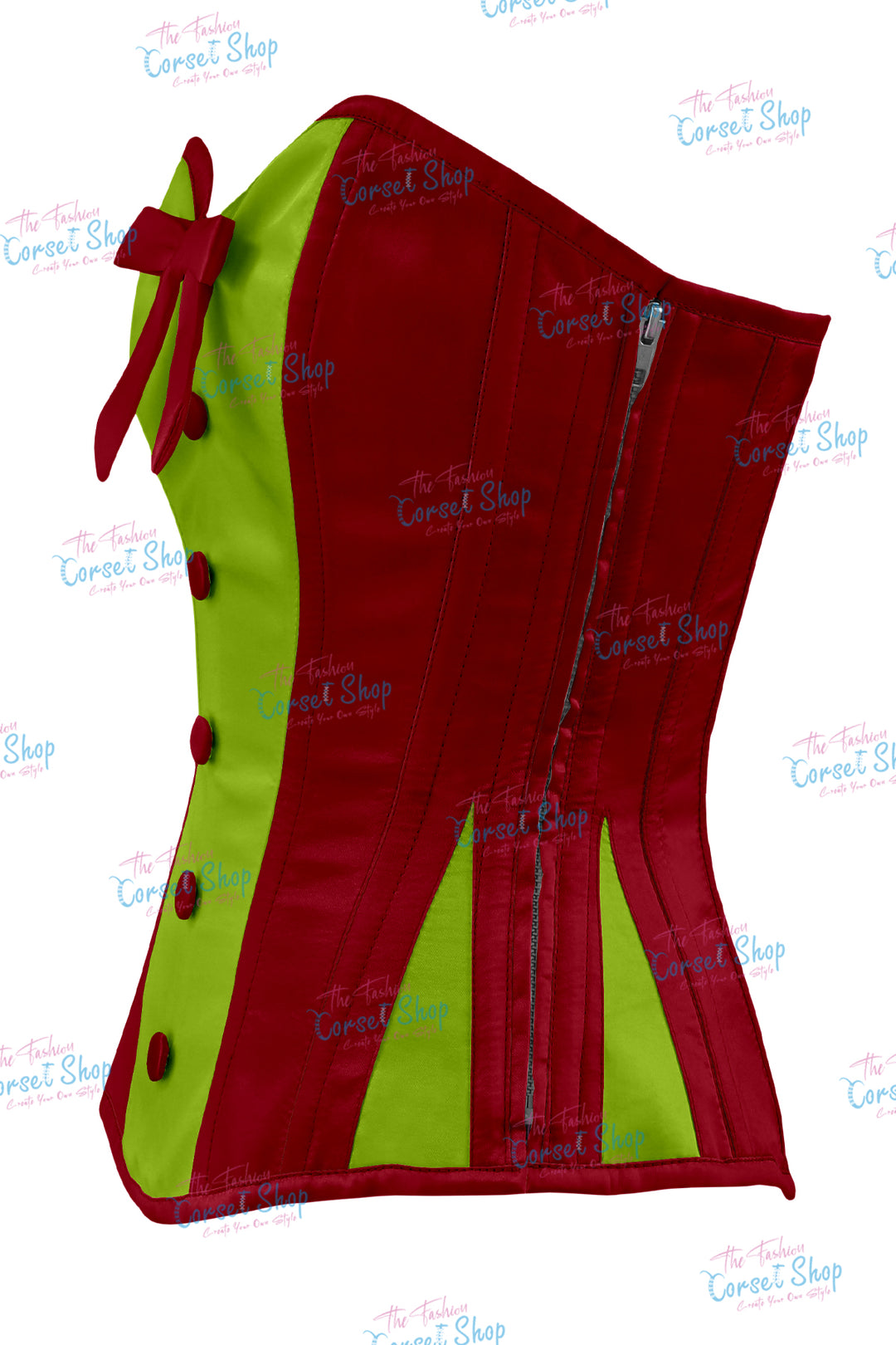Sheryl Satin Steel Boned Overbust Corset With Bow