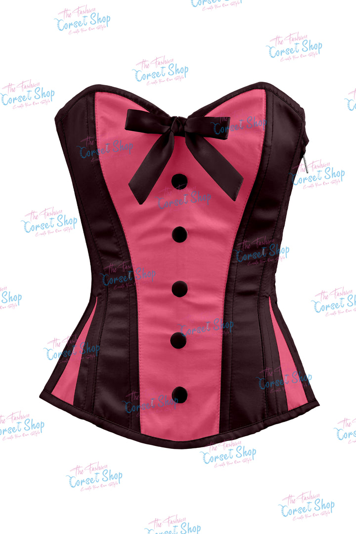 Sheryl Satin Steel Boned Overbust Corset With Bow