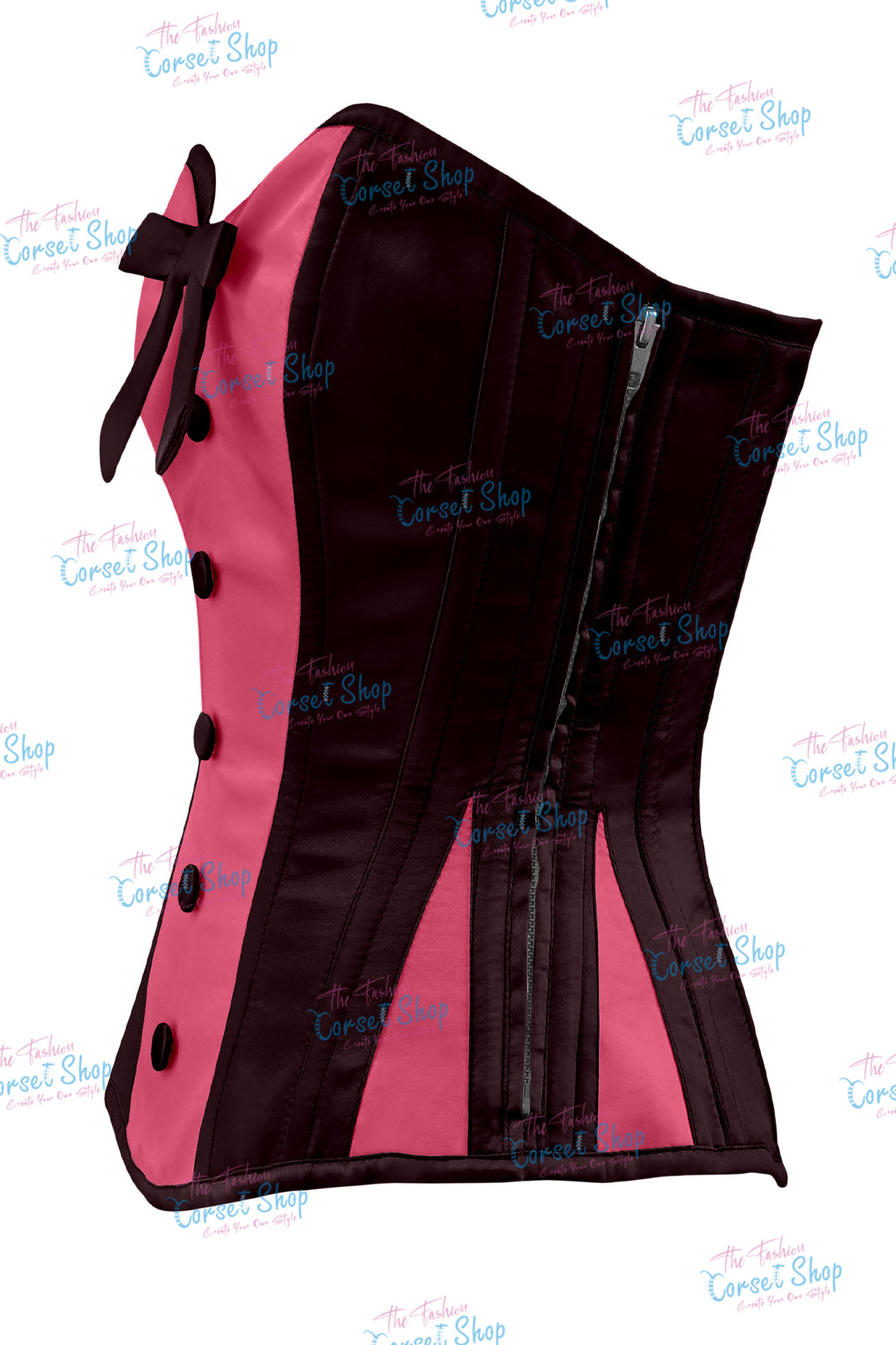 Sheryl Satin Steel Boned Overbust Corset With Bow