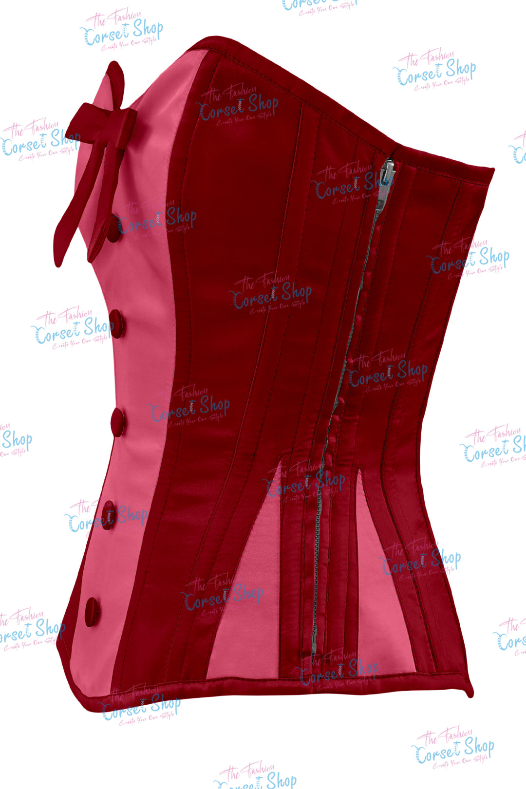 Sheryl Satin Steel Boned Overbust Corset With Bow