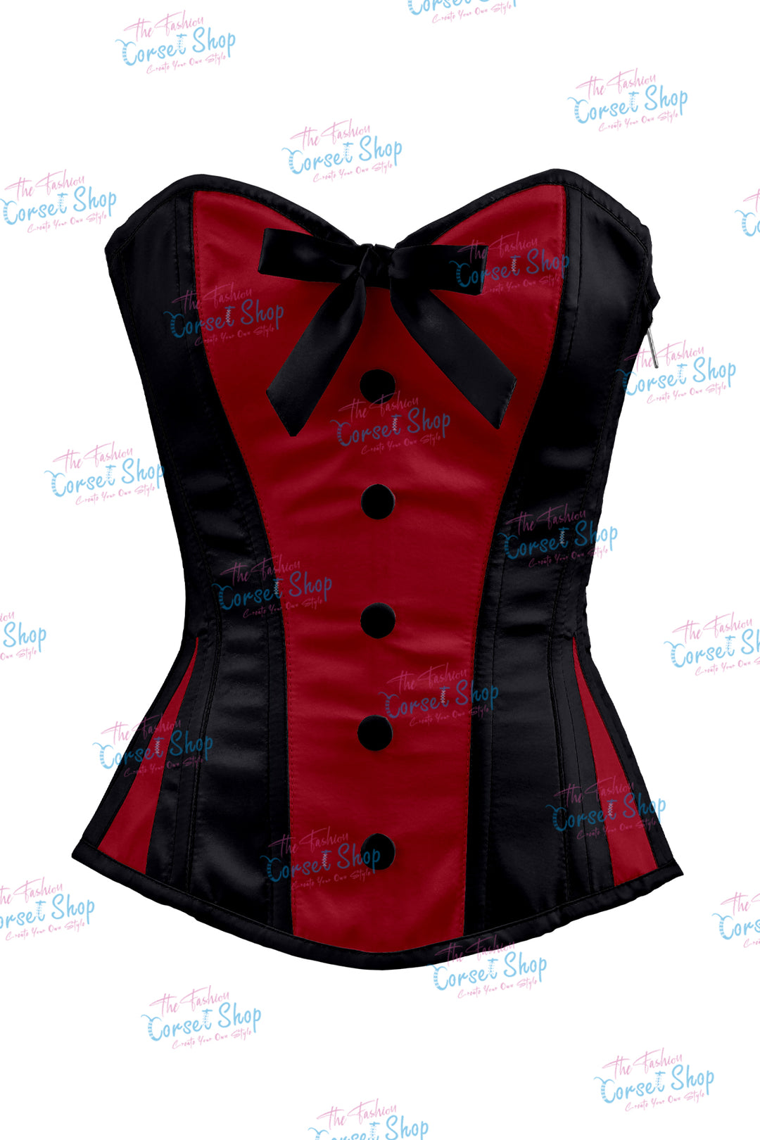 Sheryl Satin Steel Boned Overbust Corset With Bow