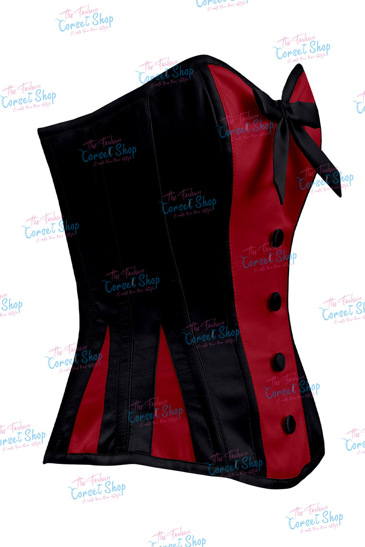 Sheryl Satin Steel Boned Overbust Corset With Bow