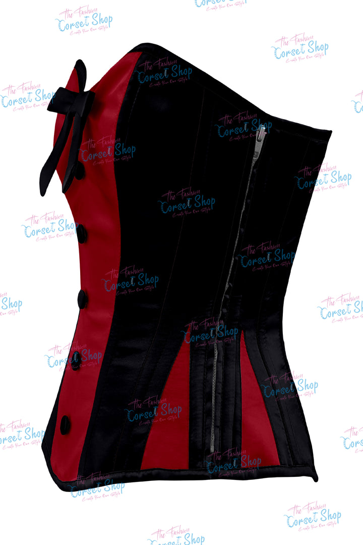 Sheryl Satin Steel Boned Overbust Corset With Bow