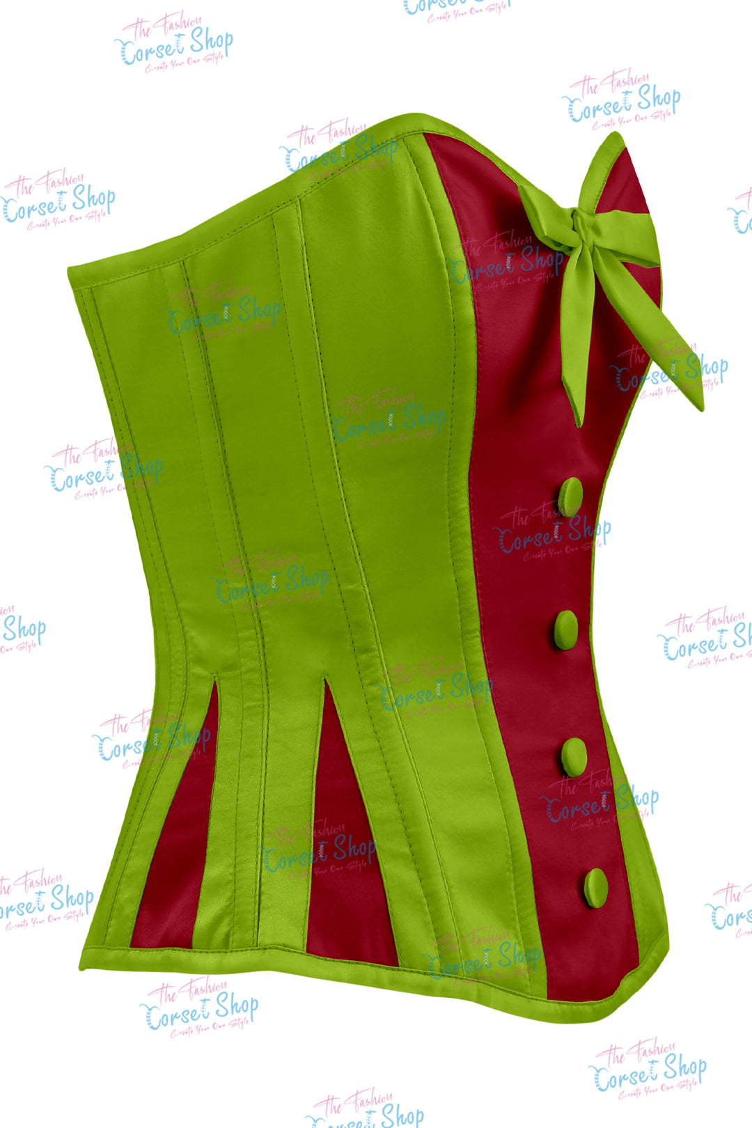 Sheryl Satin Steel Boned Overbust Corset With Bow